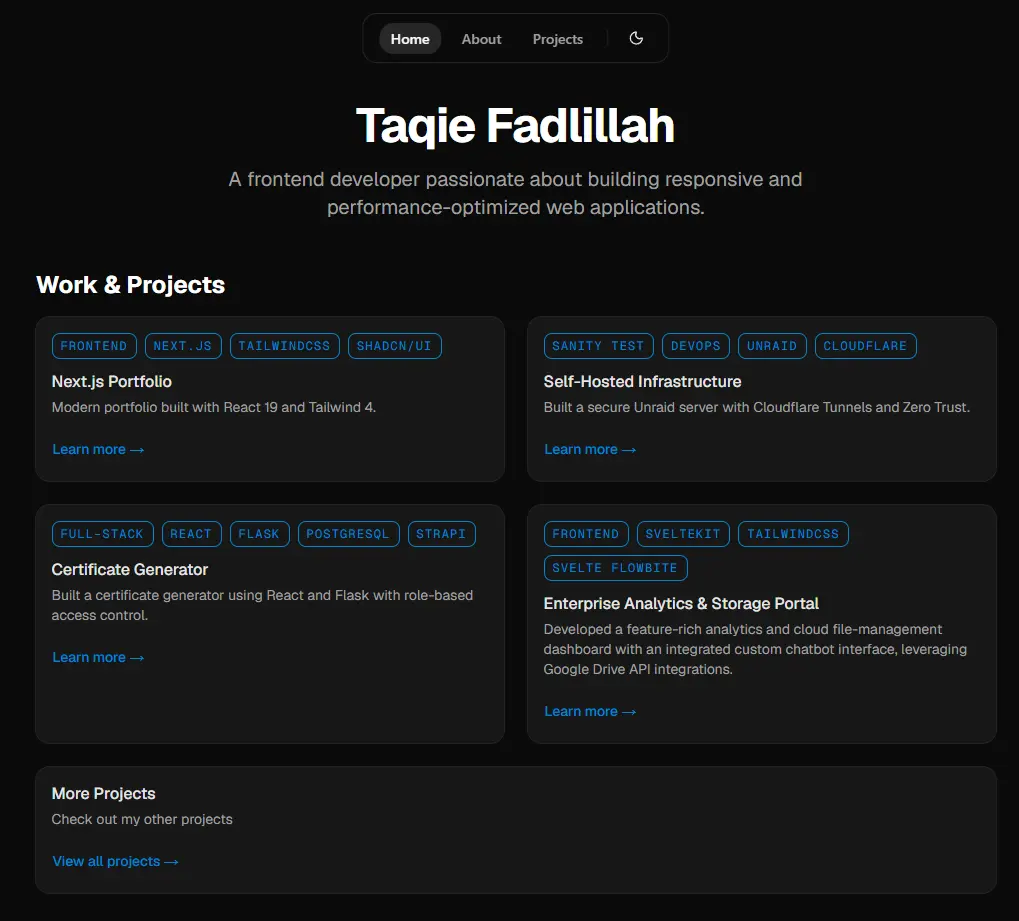 Portfolio Website master environment execution